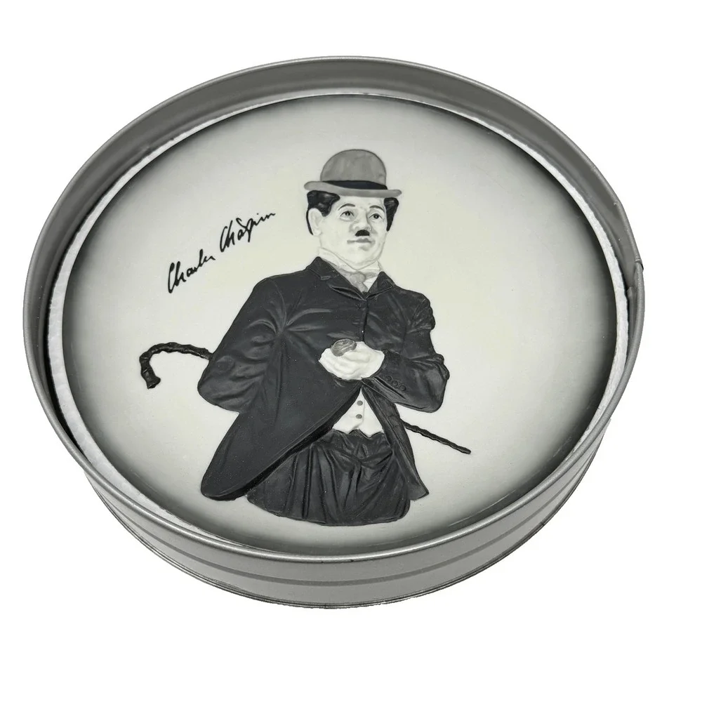 Charlie Chaplin W.C. Fields Collector Plates Great Entertainer 1985 Tin Set